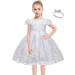 MYRISAM Flower Girls Lace Tutu Dress 12-18 Months White - Baptism Communion Birthday Party Dress with Headwear - Buy Online on GoSupps.com