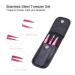 3-Piece Stainless Steel Tweezers Set - Flat Lace & Sloping Tips for Eyebrows & Facial Hair Removal - Rose Red - Perfect for Home & Gift - Buy Online on GoSupps.com