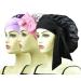 Satin Bonnet Silk Bonnet for Sleeping Curly Hair Bonnets Women Large Silk Sleep Bonnet Night Cap Satin Bonnets with Tie Band Black+pink Floral+purple Floral