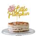 Little Pumpkin Cake Topper - Double Sided Pink and Gold Glitter Pumpkin Topper for Pink Fall Girl Baby Shower 1st Birthday Thanksgiving Party Decorations