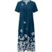 Foldap Women's Boho Floral Summer Dress - O-Neck Casual Print Long Dress with Short Sleeves and Pockets - X-Large (A1-blue) - 2023 Collection - Buy Online on GoSupps.com