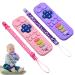 Aolso baby biting toys 2 pieces of baby remote control bite ring silicone biting toys biting toys with 2 pieces of pacifier clip teeth only accessories for baby (pink/purple)