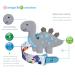 BigSpinach Soft Grey Dinosaur Teether & Pacifier Clip Set - Valentines Day Gift for Baby Boy | Silicone Teething Toy & Chew Toys - Buy Online on GoSupps.com