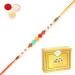 Ghasitaram Gifts Rakhis Online for Brother- 6045 Rakhi Thread with 200 GMS of Soan Papdi Rakhi with 200 gms of Soan Papdi