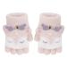 Toddler Kids Puppy Flip Top Short Knitted Half Finger Gloves for 3-8 Yrs Elk/Pink