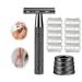 Jodial Razor Jodial Safety Edge Razor Women&Men Rose Gold Double Edge Safety Razor With 10 Platinum Coated Double Edge Safety Razor Blades (Black +Base)