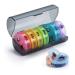 7-Day Pill Organizer with Two Compartments Per Day Ideal for Pills/Vitamins/Fish Oil/Supplements Storage BPA-Free and Easy to Clean (Black - Colorful) Black (Colorful)