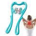 Printing point neck massage device - handheld roller neck massage device with 6 balls massage point - portable neck massage comfortable neck roll for deep fabric neck back blue