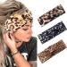 Fashband Boho Criss Cross Headbands Leopard Print Head Wraps Elastic Stretchy Hair Bands Yoga Outdoor Headwear Running Workout Headwear Head Scarfs Turban for Women Girls Pack of 3