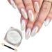 White Pearl Chrome Nail Powder Mirror Effect Aurora Magic Pearlescent Nail Jewelry Mirror Glitter Powder Holographic Pigment Symphony Mermaid Pearl Neon Ice Aurora Dust Nail Powder DIY Nail Art Decorations(1 Pack)
