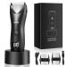 Men Body Hair Trimmers Electric LCD Battery Indicator Safe Blade Waterproof Groin Hair Shavers Male Painless Wet and Dry Quiet Hygiene Razor with Standing Charging SMT033 Black