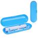 Uraqt electrical toothbrushes etui travel etui for electric toothbrush series travel toothbrush plastic replacement case travel essentials travel case for 1 handpiece and 2 plug-in brushes (blue) blue-frosted