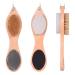 4-in-1 Pumice Stone Wooden Foot Scrub Brush Hard Skin Callus Removerwith Foot Care Bristle Brush Pumice Stone Mental Foot Rasp Sand Paper and Bamboo Handle