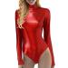Genetic women laser metallic long-sleeved ballet dance jersey leotard shiny ballet tightening ballet body dance body lacquer leather bodysuit leggings silver metallic women ballet jersey women pink red-c l