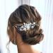Casdre Flower Bride Wedding Hair Comb Silver Blue Rhinestone Hair Piece Crystal Bridal Hair Accessories for Women and Girls