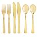 Electroplated Gold Disposable Knives Forks Spoons Birthday Weddings Party Utensils Party Disposable Utensils