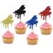 BoningNEW 24 PCS Glitter Silhouette Piano Cupcake Toppers for Birthday Party Wedding Baby Shower Party Music Theme Party Concert Pianist Party Cake Decorations Supplies Picks(Gold Black Red Blue)