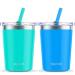 Signice Kids Cups with Straw Lid Upgraded Leak Proof 8.5 Oz Toddler Smoothie Cup Vacuum Insulated Stainless Steel Toddlers Cups Baby Child Tumbler BPA Free 2 Pack (Aqua & Blue) Aqua & Blue 2