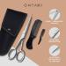 ONTAKI 5 Professional German Steel Beard & Mustache Scissors - Includes 2 Comb & Carrying Pouch - Hand Forged with Bevel Edge for Ultimate Grooming - Men's Facial Hair Kit (Silver) - Buy Online on GoSupps.com