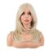 MapofBeauty 20 Inch/50 cm Long Layered With Bangs Straight Synthetic fiber Shoulder Length Hair for Daily Use or Party Wig (Blonde)