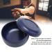 Premium Dark Blue Iron Shaving Bowl with Lid - Large Capacity Shaving Soap Mug for Effortless Lathering - Ideal for International Shipping - Buy Online on GoSupps.com
