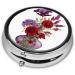Buy Poppy Flower Round Pill Box - 3 Compartment Mini Portable Travel Organizer for Vitamins & Medicine - Buy Online on GoSupps.com