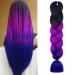 Aomig Braids Extensions - 24 Strands in 3 Colors for Box Braids | Black Purple Red Sapphire Blue - Premium Artificial Hair for Braiding - Buy Online on GoSupps.com