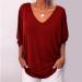 Plus Size Women's Casual V-Neck Batwing Sleeve Blouse - Red - Buy Online on GoSupps.com