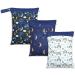 MUSLONG 3 Pack Diaper Bag Wetbag Reusable Cloth Diaper Wet Bags for On the Go Diaper Bag Wetbag Diaper Bag for Baby Diapers Dirty Clothes and Other Accessories (Night)
