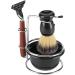 Qiilu 4-Part Shaving Set - Stainless Steel Manual Razor Brush Bowl & Stand - Perfect Grooming Kit for Men - Buy Online on GoSupps.com