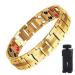 Far-infrared-ion bracelet 2024 New magnetic hardship for men titanium bracelet 4 elements Double-row magnet bracelet Health Energy bracelet with clock limied remover gold