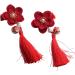 MAGICLULU 2 Pairs Hair Clip for Chinese Clothes Hair Clips Long Tassel Barrette Little Flower Barrettes Chinese Flower Hair Clips Asian Hair Chinese Style Child Red Side Clip - Buy Online on GoSupps.com