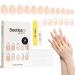 Beetles Press On Nails Short False Nails French Nails White False Nails 30PCS Full Cover Nude Fake Nails for Women Stick on Nails with Strong Nail Glue Nail Adhesive Tabs and Mini File for Women Girls