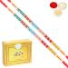 Ghasitaram Gifts Rakhi for Brother Rakhis Online - Set of 2-6518 Fancy Thread Rakhiwith 200 GMS of Soan Papdi Set of 2 Rakhis with 200 gms of Soan Papdi