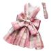 Oyccen Dog Plaid Harness and Leash Set Cat Bow Tie Princess Dress Harness Pet Clothes for Small Dogs Cats Puppy M Pink