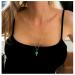 TseanYi Boho Turquoise Drop Chain Necklace Silver Long Gemstone Pendant Necklace Minimalist Necklaces Jewelry for Women and Girls (Silver)