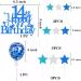 Elicola 14th Birthday Cake Toppers Blue Happy 14th Happy Birthday Cake Topper Glitter with Star Topper and Confetti Balloons for fourteen Years Old Mens Boys Birthday Party Decoration Supplies Blue - Buy Online on GoSupps.com