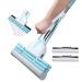 Wet and Dry Magic Sponge Mop with 2 PVA Sponge Heads and 128cm Stainless Steel Adjustable Handle Home Commercial Absorbent Mop with Wring Functional Floor Cleaning Sponge Mop
