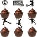 UXYOKM 24Pcs Football Cupcake Toppers Black Glitter Football Players Sport Soccer Cupcake Picks Baby Shower Birthday Sports Theme Party Cake Decorations Supplies