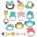 Baby rattling bite ring-infant bite ring gripping and rotating rattler toys-sensory bite ring music toys for early development newborn birthday present for 0 1 fowybe wal-storage box set with 13 pieces
