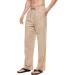 YuKaiChen Men's Linen Cotton Yoga Pants - Casual Loose Sweatpants in Medium 1-light Khaki - Buy Online on GoSupps.com