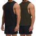 HMIYA Tank Top Men 2 Pack Fitness Muscle Shirt Gym Workout Stringer Tank Top M Black/Army Green