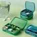 Portable Blue Pill Box with 6 Compartments - Moisture-Proof Organizer for Medication & Supplements - Buy Online on GoSupps.com