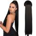 24 Inch (Can Be 26 Inch) Straight Hair Ponytail 2 Clips in Ponytail Hair Extensions Straight Hair Drawstring Ponytail For Ladies 130g/Piece Synthetic Hairpiece Ponytail Smooth &Soft Natural Black(1B) straight#1b