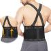 Lumbar Back Support Belt for Posture Corrector with Detachable & adjustable suspenders Pain Belt Back Corset for Men Heavy Lift Work Back Support Brace Shoulder Strap Unisex (Black M) M Black