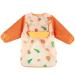 Discoball Baby Bibs with Sleeves - Waterproof Feeding Bibs Painting Apron Bibs with Detachable Silicone Pocket Unisex Baby Dribble Bibs for Infant Toddler 6 Months to 3 Years Old (Orange)