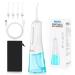 Water Dental Flosser Cordless, KUSKER Portable Oral Irrigator for Teeth, 4 Modes and 4 Jet Tips, IPX7 Waterproof, Rechargeable for 30-Days Use, Home, Travel, Braces, Bridges Care(White&Blue)