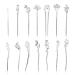 14 Pack Vintage Retro Ancient Chinese Japanese Silver Metal Hair Sticks Pins Picks Long Straight Carved Horn Fork Pen Hairpins Chopstick Clip Barrettes Decorative Bun Hair Holder Accessories for Women