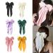 Satin Hair Bow Clips for Women Girls Hair Scarf Ribbon Bowknot Clips Long Bow Tails Hair Barrettes Silky Elegant French Clips for Thick Hair Large Big Hair Bows Clips Hairpin Accessories (6pcs) 6pcs Silky Bow Clips
