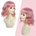 PARXITN Wavy Bob Wig with Bangs - Natural Synthetic Short Curly Hair Wig for Women - F5# Pink - Perfect for All Occasions - Buy Online on GoSupps.com